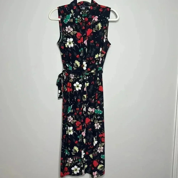 Tommy Hilfiger Blue Floral Sleeveless Button Down Dress - Picture 6 of 15